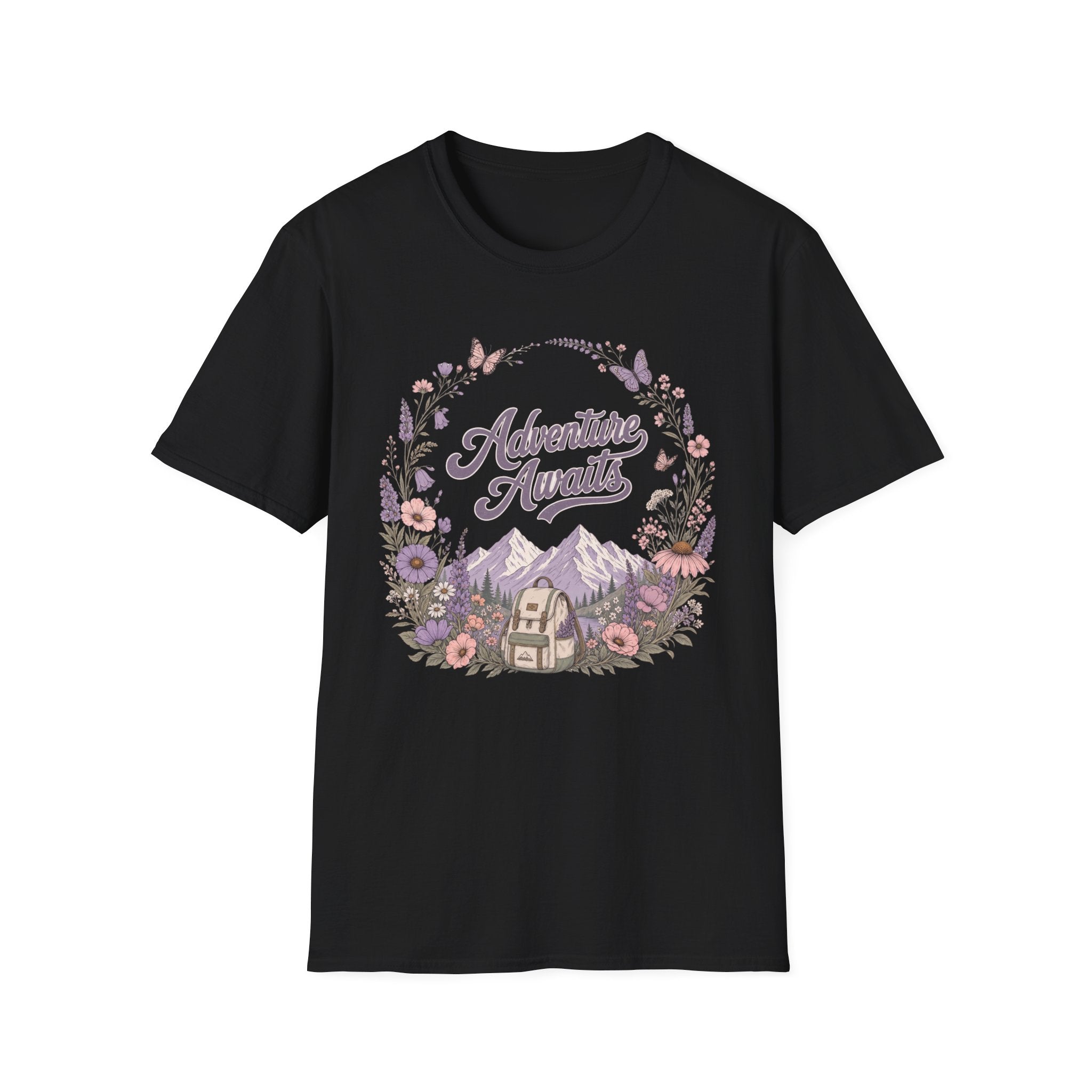 Adventure Awaits Purple Flowers T-Shirt