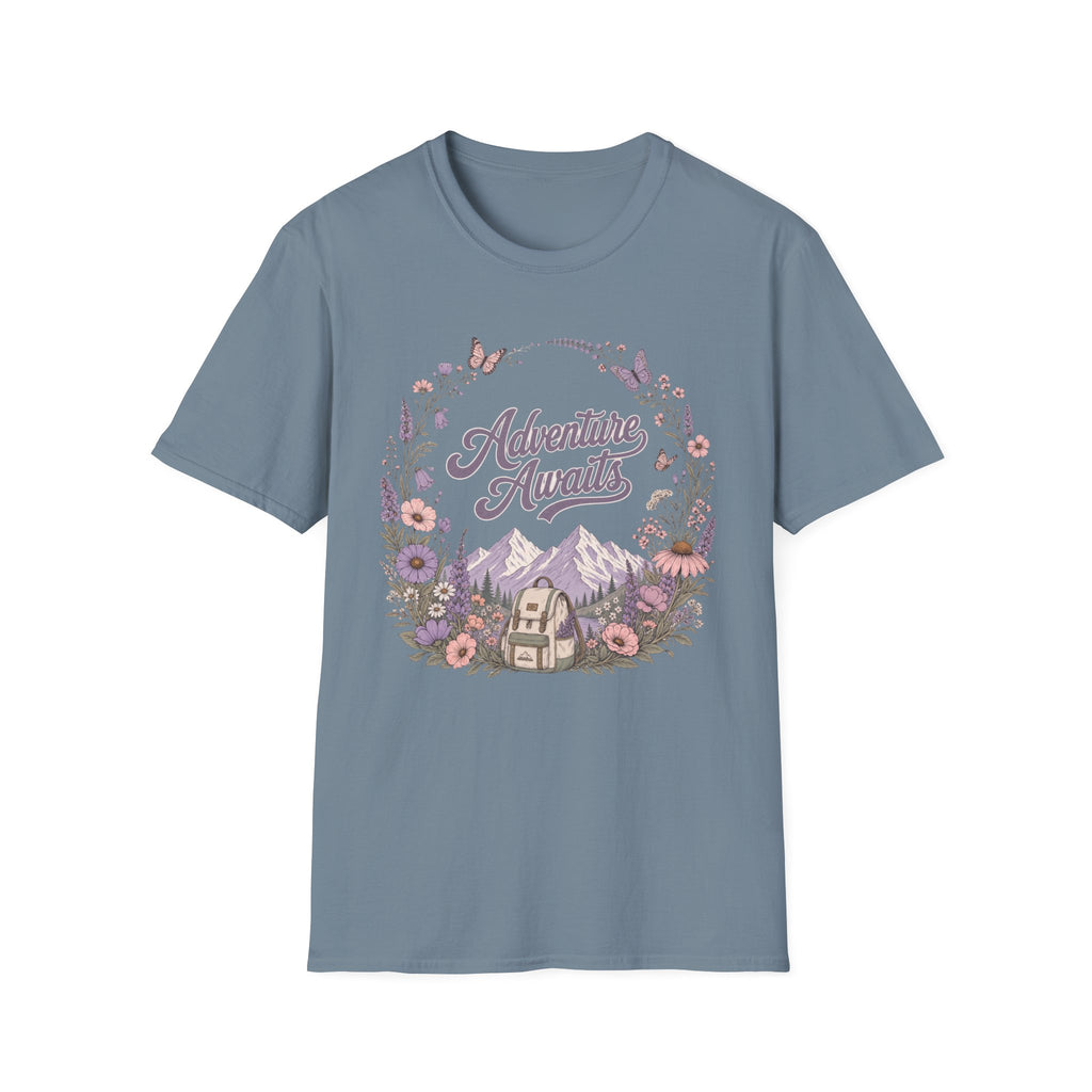 Adventure Awaits Purple Flowers T-Shirt
