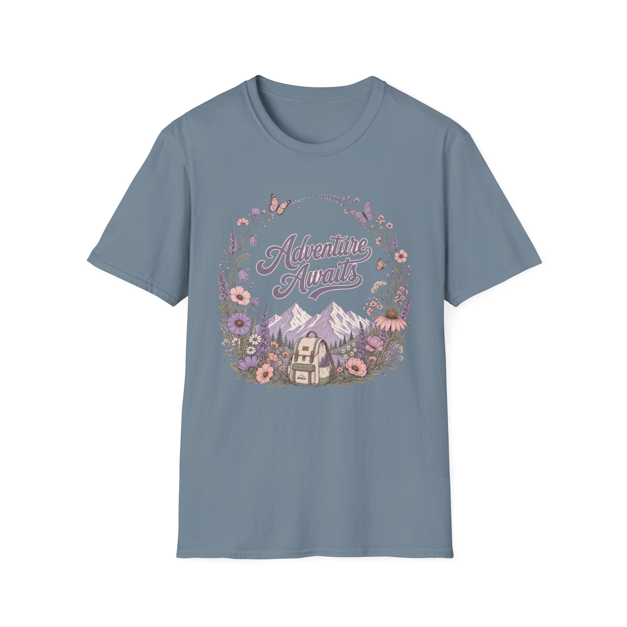 Adventure Awaits Purple Flowers T-Shirt