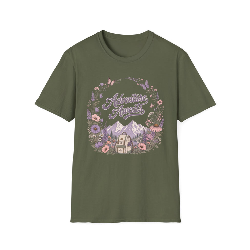 Adventure Awaits Purple Flowers T-Shirt