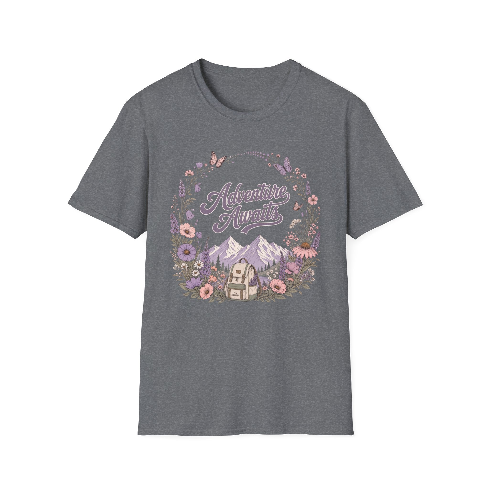 Adventure Awaits Purple Flowers T-Shirt